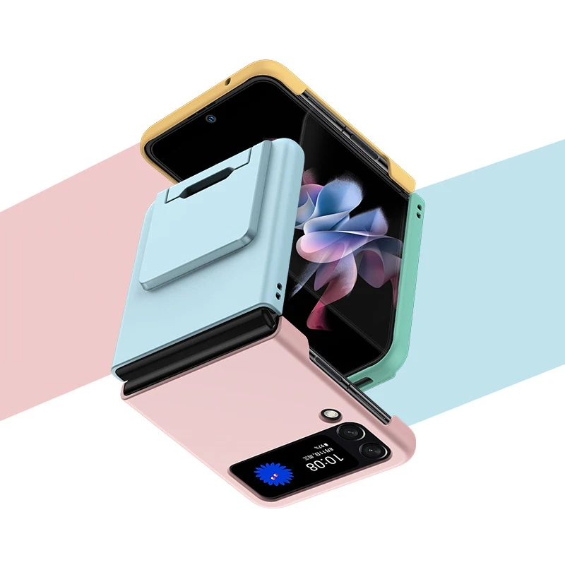 

Candy Colors Folding Phone Stand Case for Samsung Galaxy Z Flip 3 Z Flip 4 Hard PC Back Cover for ZFlip3 ZFlip4 Case Shell