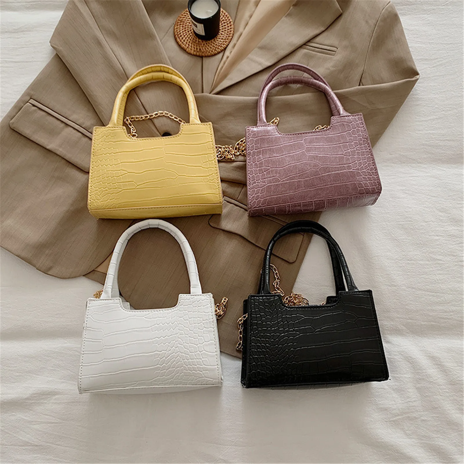 

Alligator Pattern Handbags for Women PU Shoulder Bags Female Small Square Messenger Bags Ladies Travel Chain Crossbody Purses