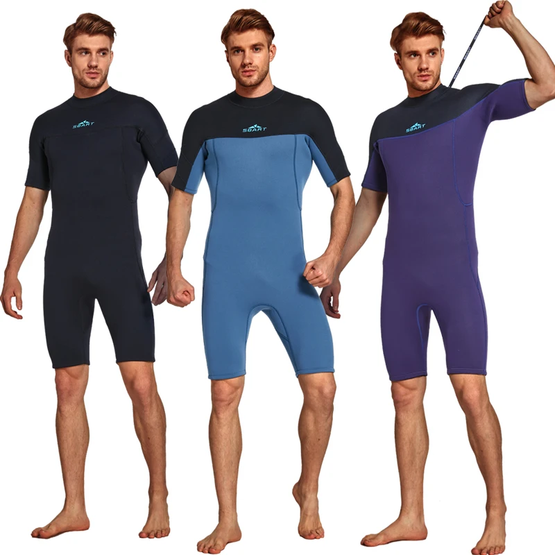 

SBART 2mm Triathlon Neoprene Wetsuit For Swimming Scuba Diving Suit Short Sleeve Men One-Piece Spearfishing Wet Suits Rashguards