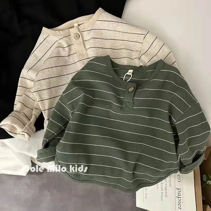 

Fashion Striped Print Kids Baby Clothes Cotton Long Sleeve T Shirts Boys and Girls Long Sleeve Tops Autumn Baby Clothing