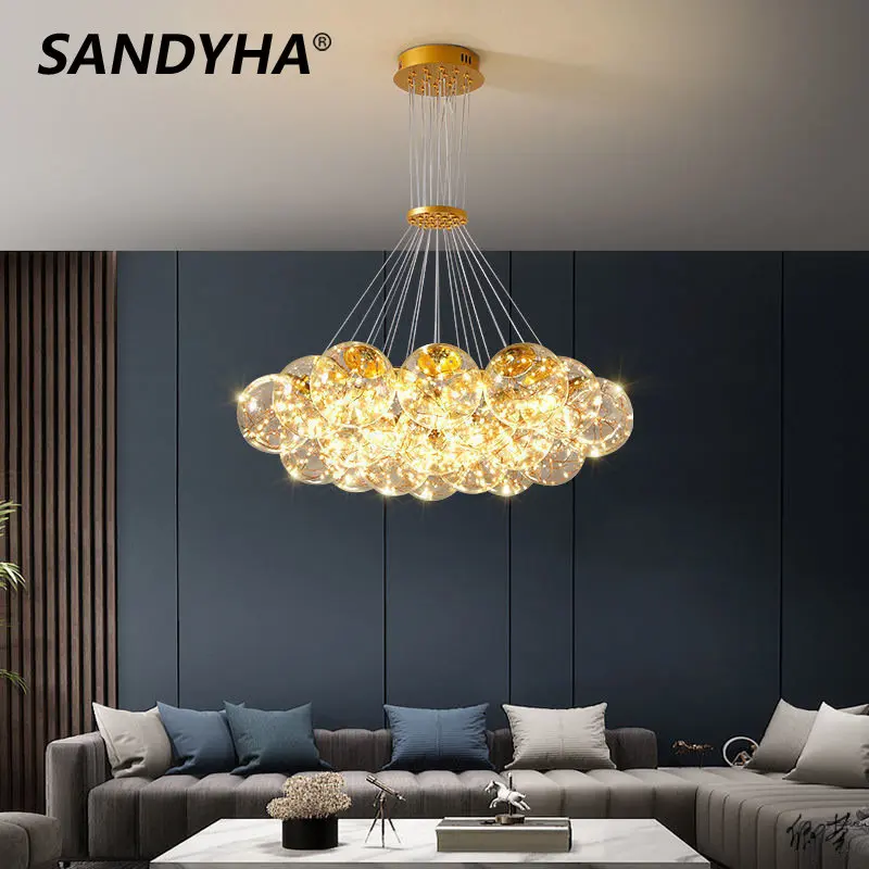 

SANDYHA Chandeliers Pendant Light Colgante Techo Para Sala De Jantar Crystal Lamp Candeeiro Suspenso Tecto Suspension Luminaire