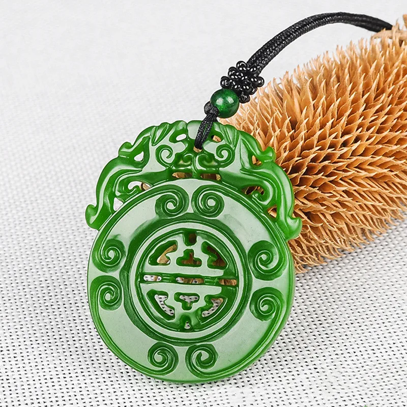 

Xinjiang Hetian Jade Jade Hollowed-out Antique Dragon Pendant for Men and Women's Shuanglong Birthday Pendant