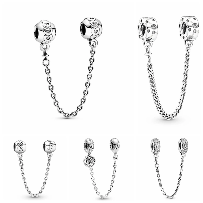 

NEW 925 Sterling Silver Cute Dog Palm Classic Safety Chains Charms Fit Original Pandora Bracelet Bangle Making Fashion DIY Gift