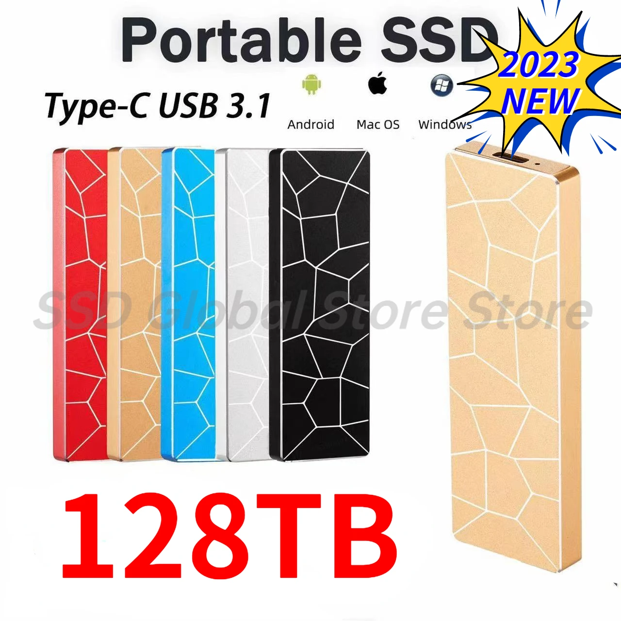 

Portable SSD 128TB Solid State Drive 1TB 2TB External Hard Drive M.2 High Speed USB 3.1 4TB Hard Disk Storage Decives for Laptop