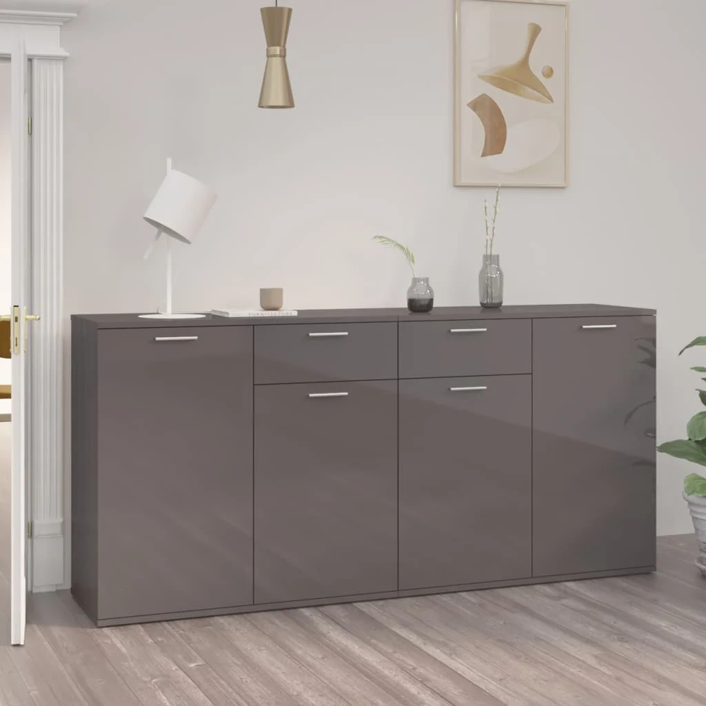 

Sideboard gloss gray 160x36x75 cm chipboard