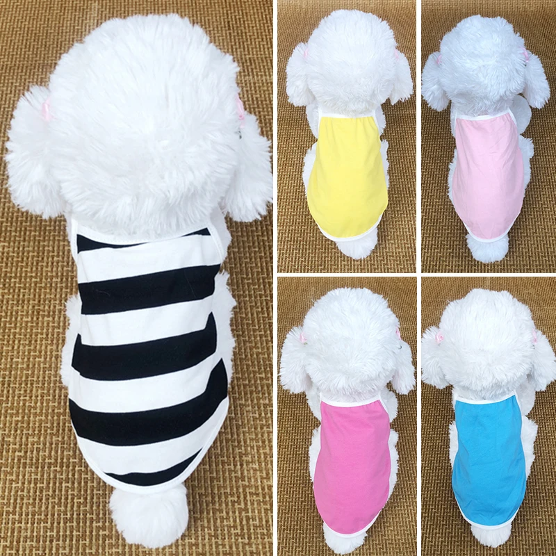 

Одежда для собак, однотонная хлопковая летняя одежда для щенков, жилет для собак, рубашка для собак, милая майка, юбка для питомца, платье, фу...