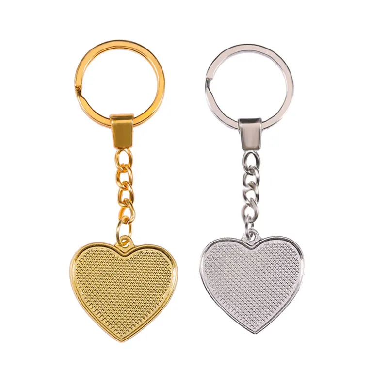 

5pcs/lot Keychains Settings 30mm Double Sided Blank Heart Cabochon Base For DIY Making Key Chains Jewelry Findings Accessories
