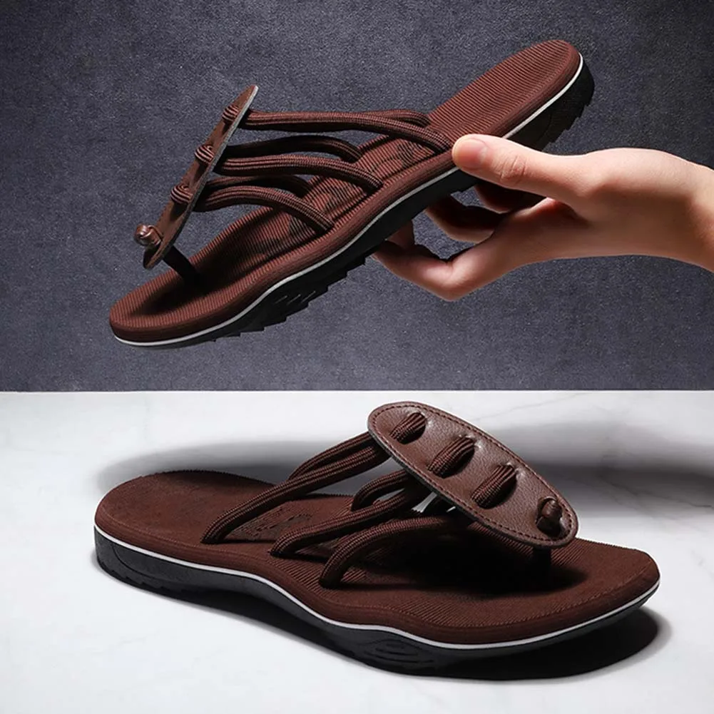 Шлепанцы мужские с круглым шнурком дышащие сандалии Удобная Повседневная