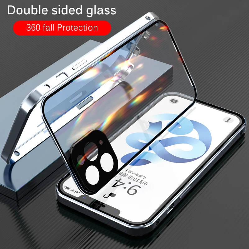 

Double Sided Glass Phone Case For iPhone 11 13 Pro Max 12 Mini XS Max X XR 7 8 Plus 360 Dust Proof Lens Protection Snap On Cover