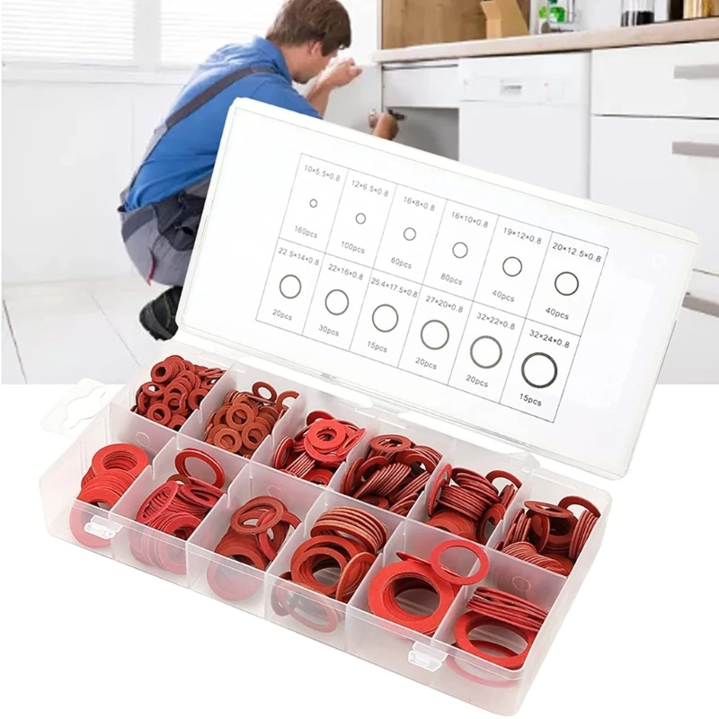 

600Pcs Insulating Spacers Red Screws Insulating Fiber Washers Steel Paper Fiber Insulating Washer Insulation Seal Gasket