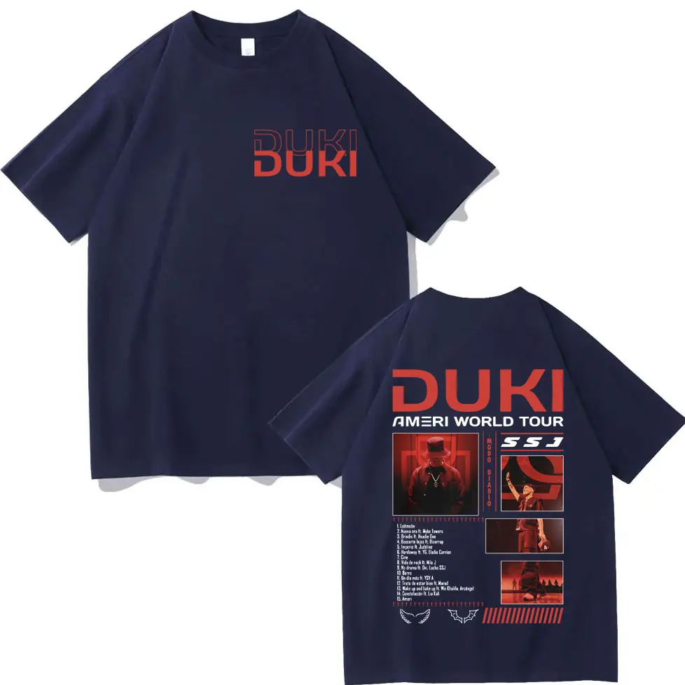 Рэпер Duki Ameri World Tour Графические футболки Мужская мода Хип-хоп Футболка с коротким