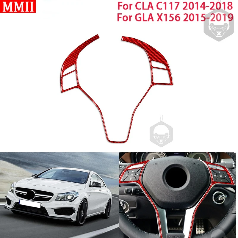 

MMII Real Carbon Fiber Accessories Car Steering Wheel Frame Cover Trim Sticker for Mercedes Benz CLA C117 GLA X156 2014-2019
