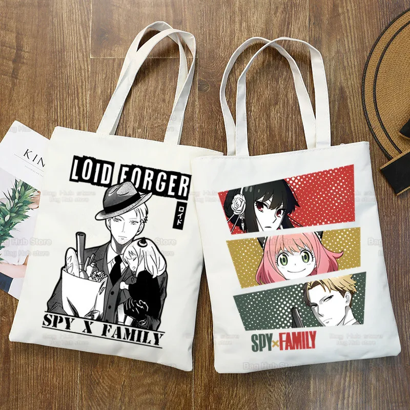 

Japanese Anime Spy X Family Anya Funny Shopping Bag Graphic Tote Harajuku Women Canvas Shoulder Bag