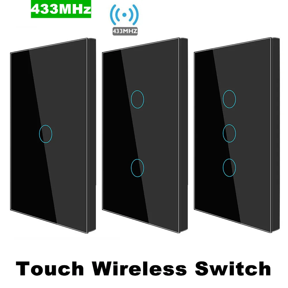 Сенсорный беспроводной смарт-выключатель Бразилия США 1 2 3 клавиши RF433Mhz
