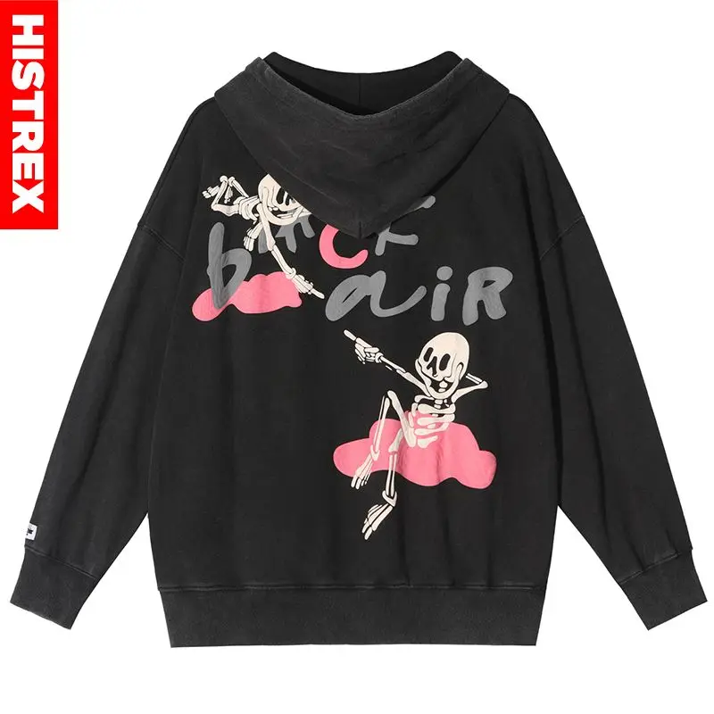 

HISTREX Original Skeleton Hoodie Men,Print Skull Streetwear Hood Sweatshirt,Vintage Oversized Pullover,100% Cotton Hoody Jackets
