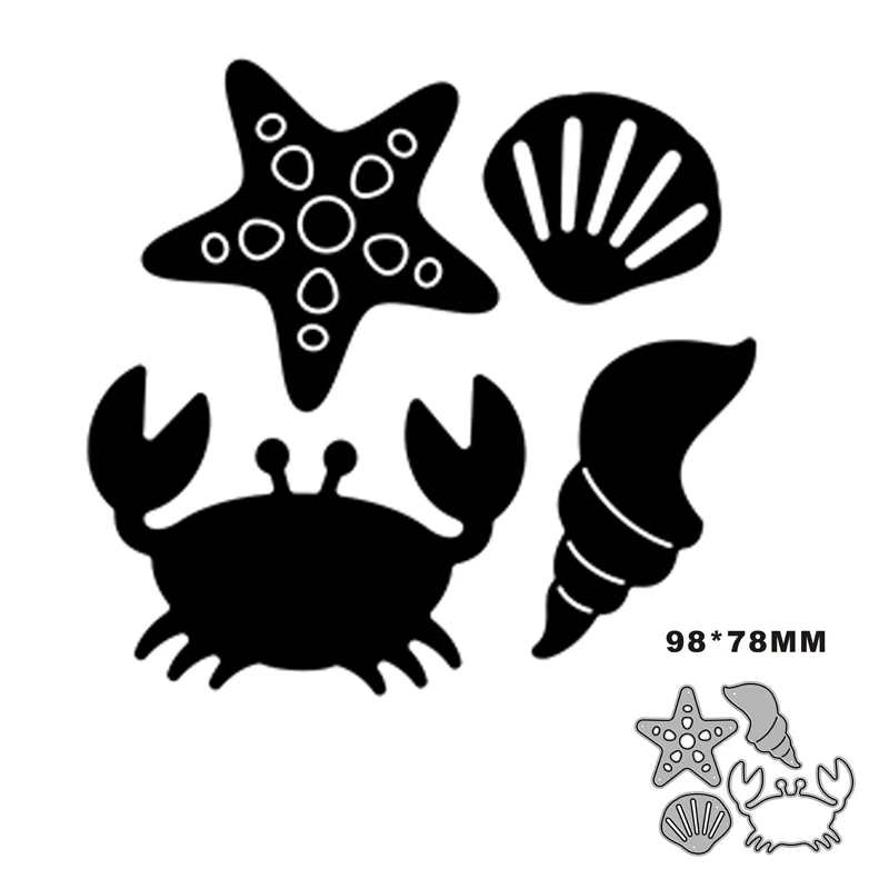 

Новинка Ракушки Морская звезда Краб раковина металлическая высечка шаблон для скрапбукинга карточка для резки фотоальбом для рукоделия