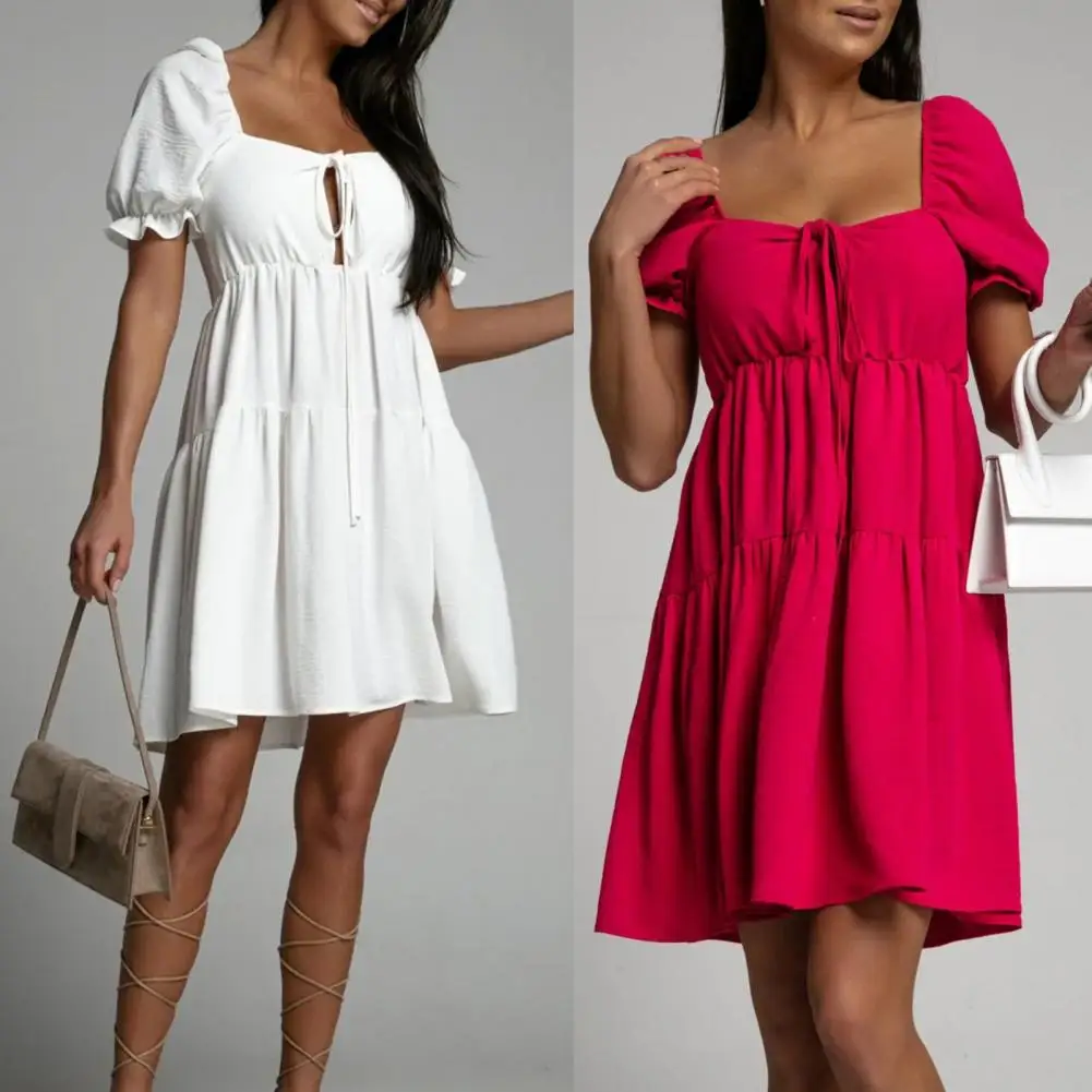 

Элегантное популярное платье выше колена с вырезами, женский сарафан с коротким рукавом для повседневной носки