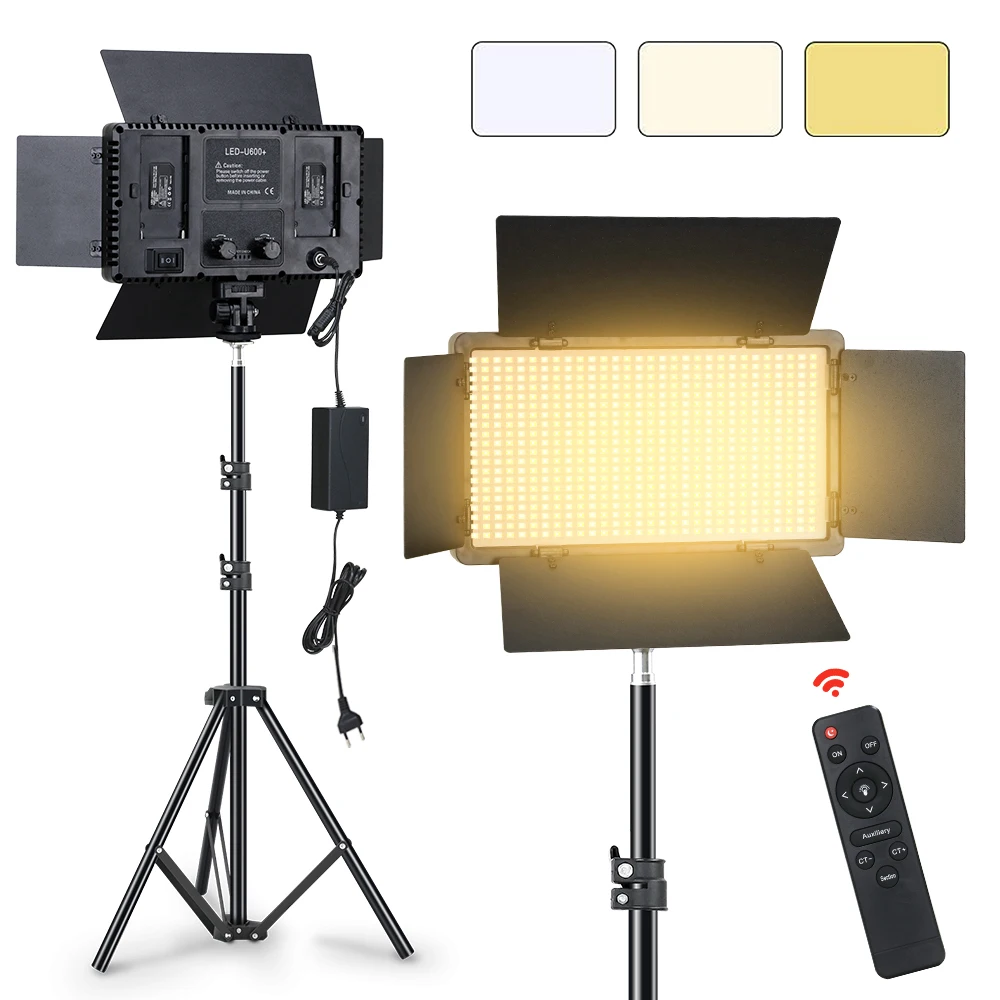 

Go Led-600 Led Video Light Panel With Remote Control Bi-Color 3200-5600K Photography Lighting Panel Camera Photo Studio Fill