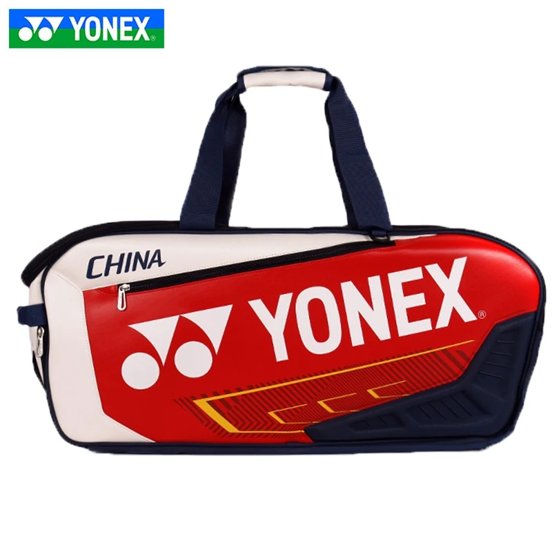 YONEX 2023 Expert Tournament Rectangular Leather Tennis Badminton Racket Bag for 5-7 Racquets with Insulation W/MOG BA02331WEX