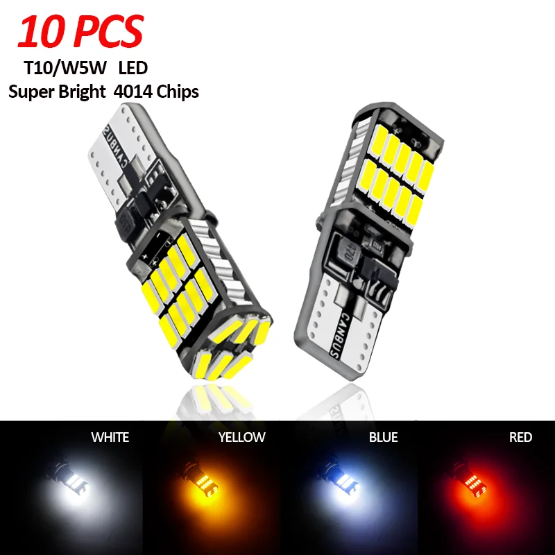 

2/6/10/20X T10 W5W Canbus Светодиодные лампочки 4014 26SMD супер мощный инструмент для чтения купольная плата для карты сигнальные лампы для автомобиля 6000K 12/24V