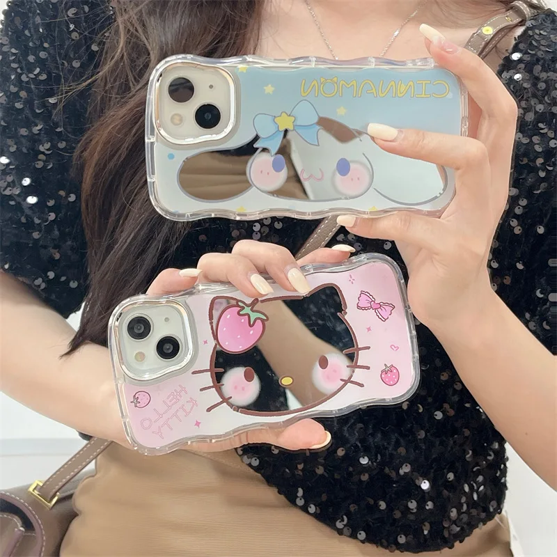 

Kawaii Sanrio Cell Phone Case Hello Kittys Accessories Cute Anime Apply Iphone14Promax1113Pro12 Anti-Drop Toys for Girls Gift