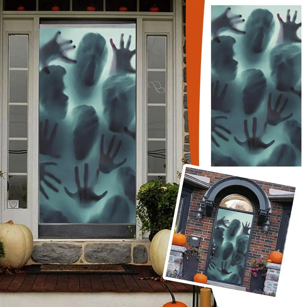 

Halloween Terror Glass Window Decoration Sticker Party Prop Hand Ghost Wall Blood Decal Self House Print Sticker PVC Adhesi N5L2