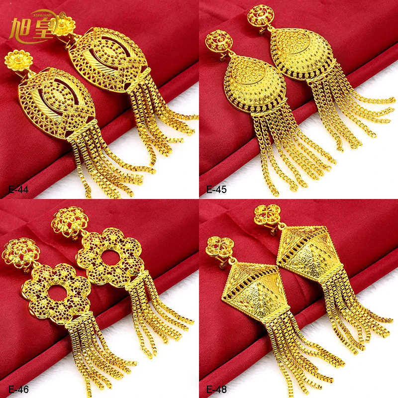 

New Arrival Dubai Copper Alloys Earrings With Ellipse Shape Tassels Hot Selling Fashion Jewelry Accessories For Women Wholesale
