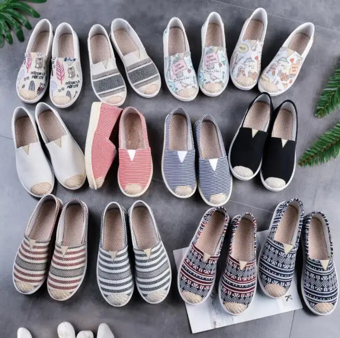 

New Summer Autumn Men Canvas Shoes Breathable Men's Casual Shoes Slip-On Shoes Graffiti Women Footwear Flats