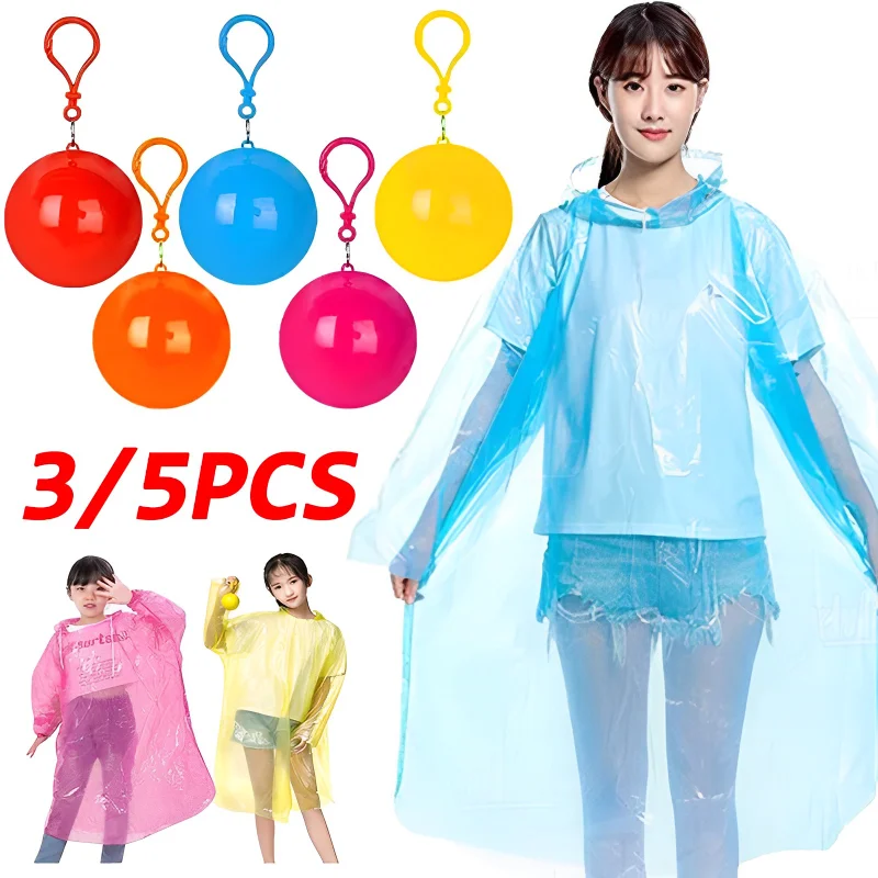 Portable Rain Coats With Keychain Ball Easy Travel Carry Waterproof Rainsuit For Traveling Emergency