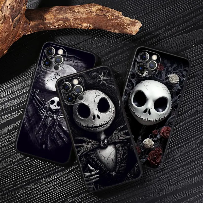Фото Чехол Jack Skellington Black Art Disney для iPhone 17, 16, 15, 14, 13, 12, 11 Pro Max Plus, а также для iPhone 17 Pro, 17E, Air, 16E №1