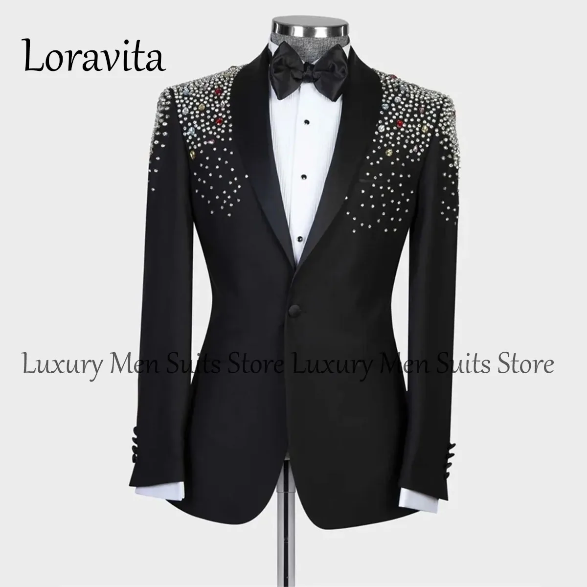 Роскошные бриллиантовые смокинги с лацканами 2 шт. мужские костюмы бархатный