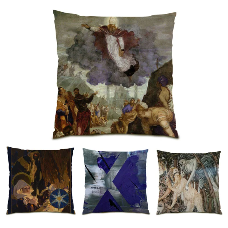 

Cushion Cover 45x45cm Square Velvet Chair Sofa Soft Art Oil Painting Non-Fading Decoration Century Amenity Throw Pillows E1250