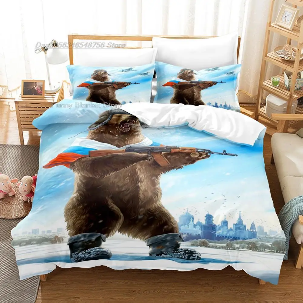 

Комплект постельного белья «медведь война», Комплект постельного белья одинарный, двойной, полноразмерный, Королевский, большого размера, ...