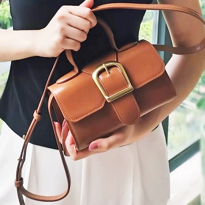 Leather Women's Bag Niche Retro Handbag Tofu Bag Messenger Shoulder Bag Doctor Bag Luxury Brand Bag Handbags Designer Bag Purses