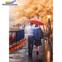 photocustom pictures by number rain landscape kits home decoration painting by number tree drawing on canvas handpainted art gif