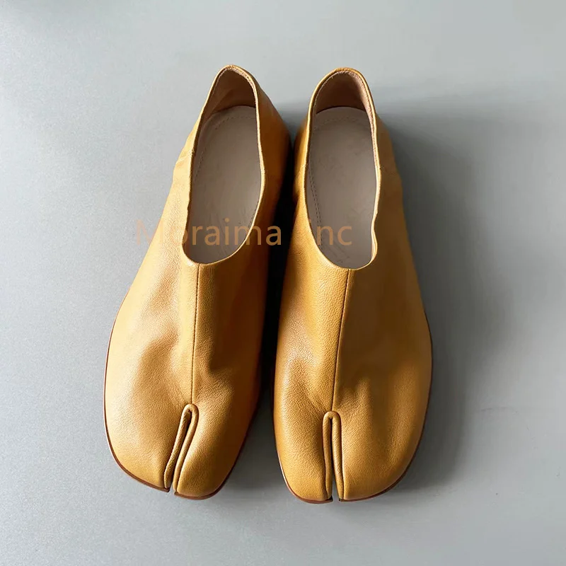 Soft Cowhide Split Toe Shoes for Women Ballet Single Shoes Flats Casual Shoes Solid Color Comfortable Breathable Ladies Shoe