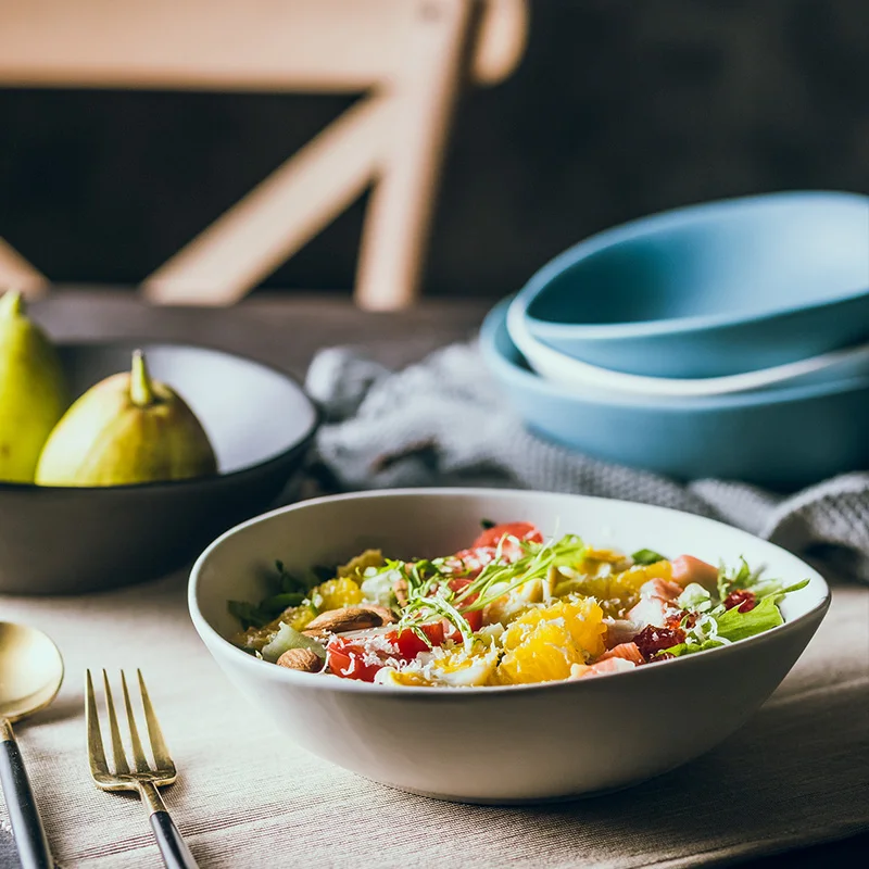 

Nordic Ceramic Special-shaped Fruit Salad Bowl Irregular Soup Bowl Dessert Bowl Household Rice Bowl Tableware Noodle Bowl
