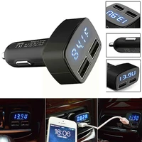 4 in 1 car charger quick charge 3 1a dual usb lcd display temperaturevoltagecurrent tester with adapter display digital m w7d7