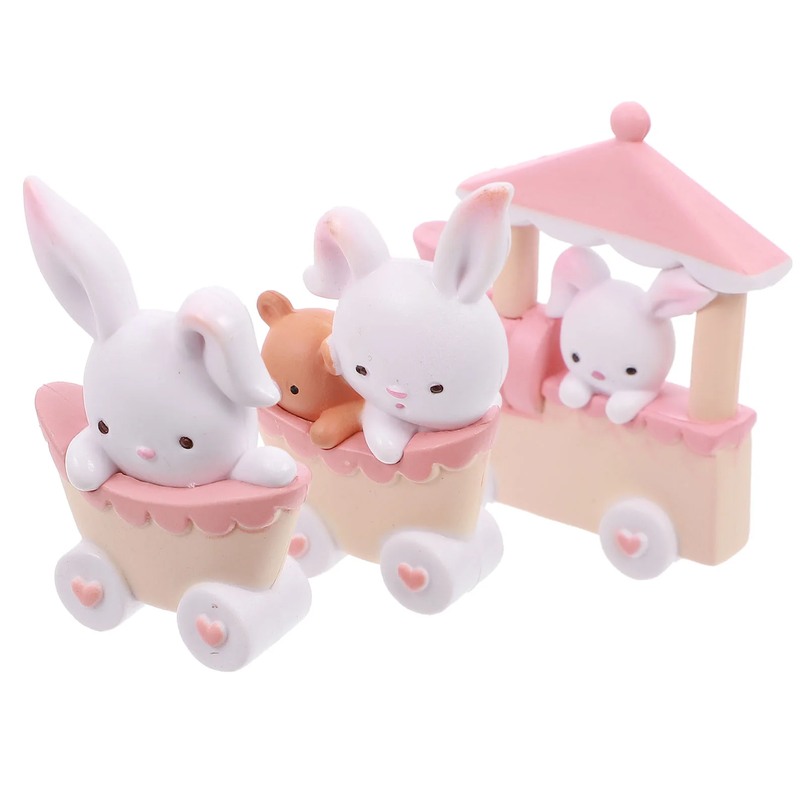 

Train Bunny Ornament Lovely Cake Adornment Rabbit Cupcake Easter Decorating Ornaments Resin Set