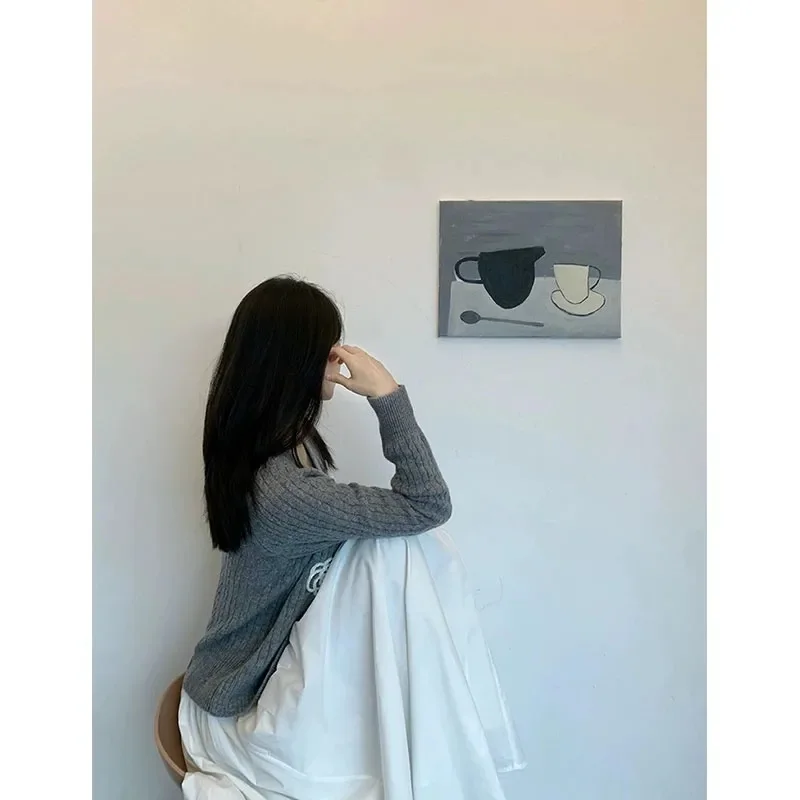 Осенний Женский Белый Розовый Серый кардиган свитер