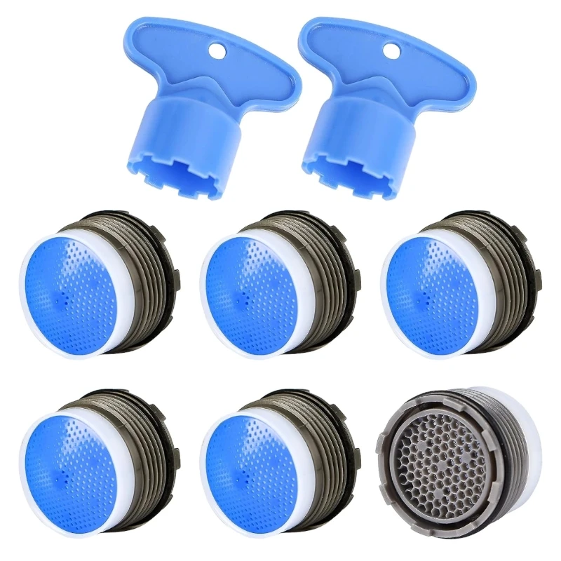 

6 Pcs Faucet Caches Aerators SplashProof Tap Bubblers Water Saving Flows Restrictors with Aerator Key Wrench Durable