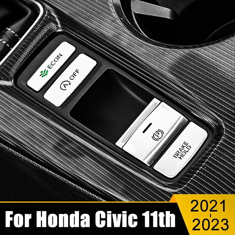

For Honda Civic 11th Gen 2021 2022 2023 Aluminum Alloy Car Electronic Handbrake ESP Button Trims Cover Stickers Accessories