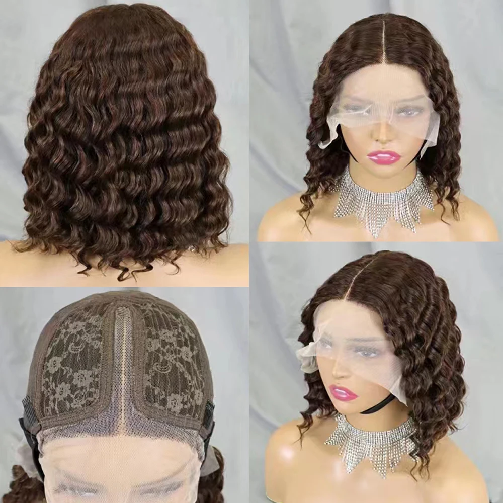 Бразильские вьющиеся фронтальные парики из человеческих волос с детскими