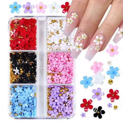 3D acrylic flower nails Artistic talismans rhinestones white mixed stones part for professional jewelry of nails accessory ...