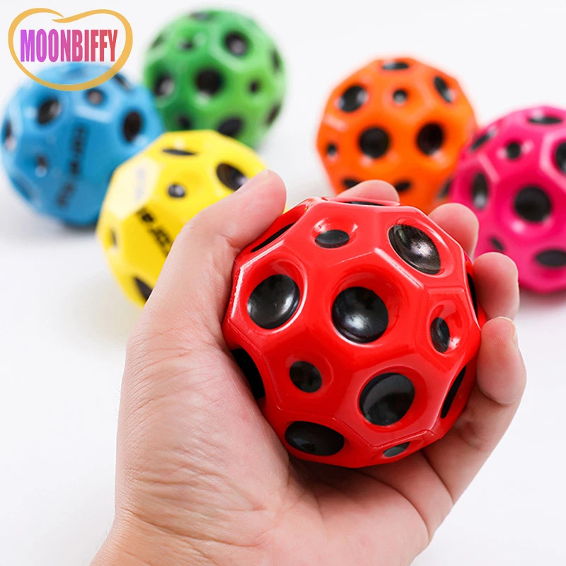 

Useful Hole Ball Soft Bouncy Ball Anti-fall Moon Shape Porous Bouncy Ball Kids Indoor Toy Ergonomic Design