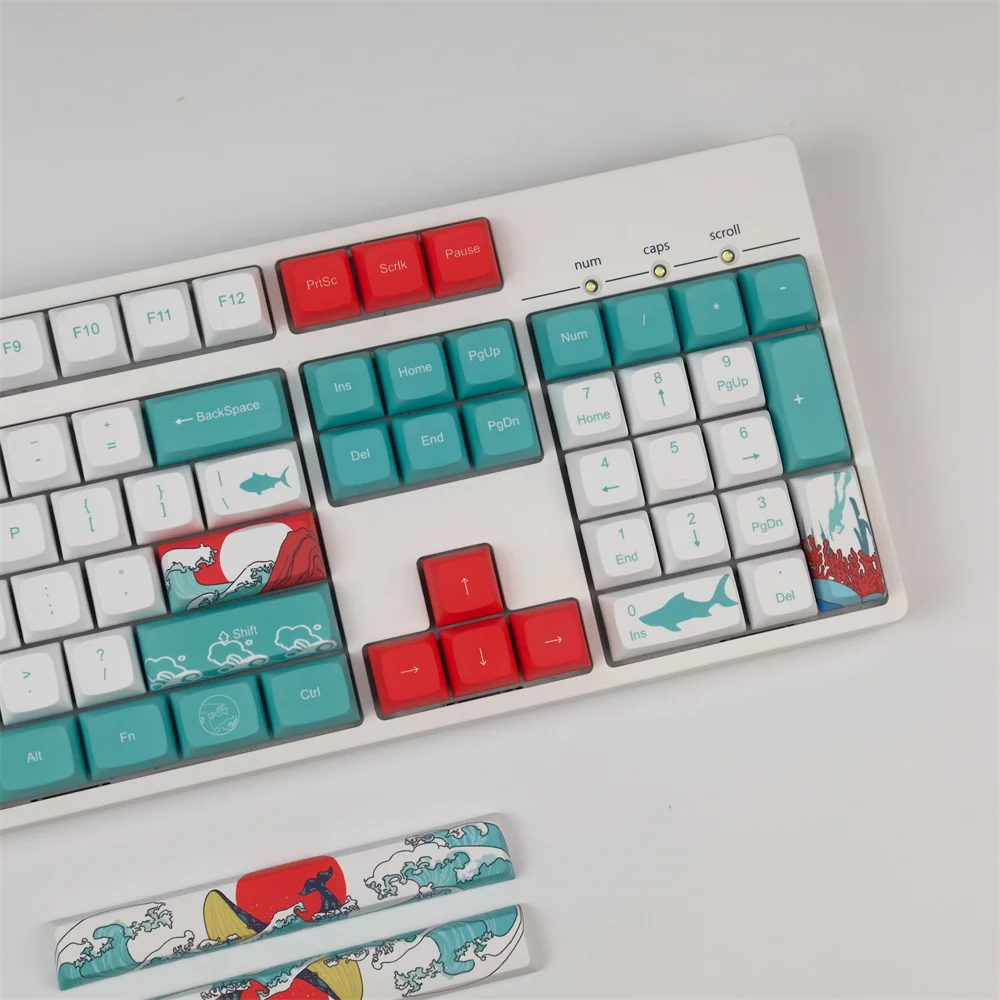 

128 Keys Coral Sea Keycap XDA Profile 5-Faced Dye-subbed ANSI Layouts Keyboard Keycaps For GH60 GK61 64 84 87 96 104 108 980