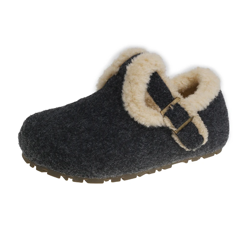 2025 зимние женские ботильоны на плоской подошве короткие плюшевые замшевые туфли