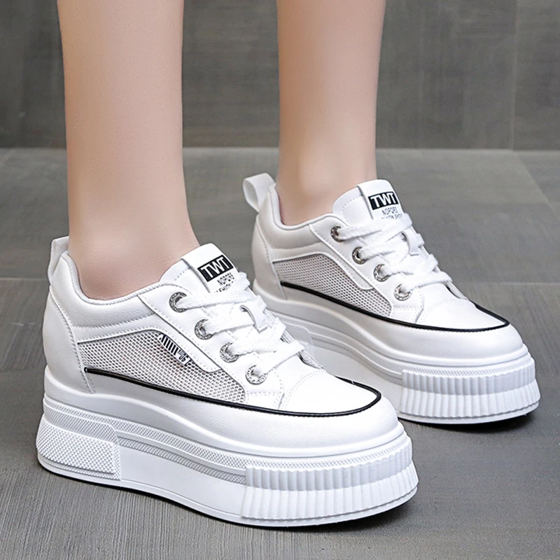 Кроссовки женские на платформе Повседневная Уличная обувь шнуровке дышащие