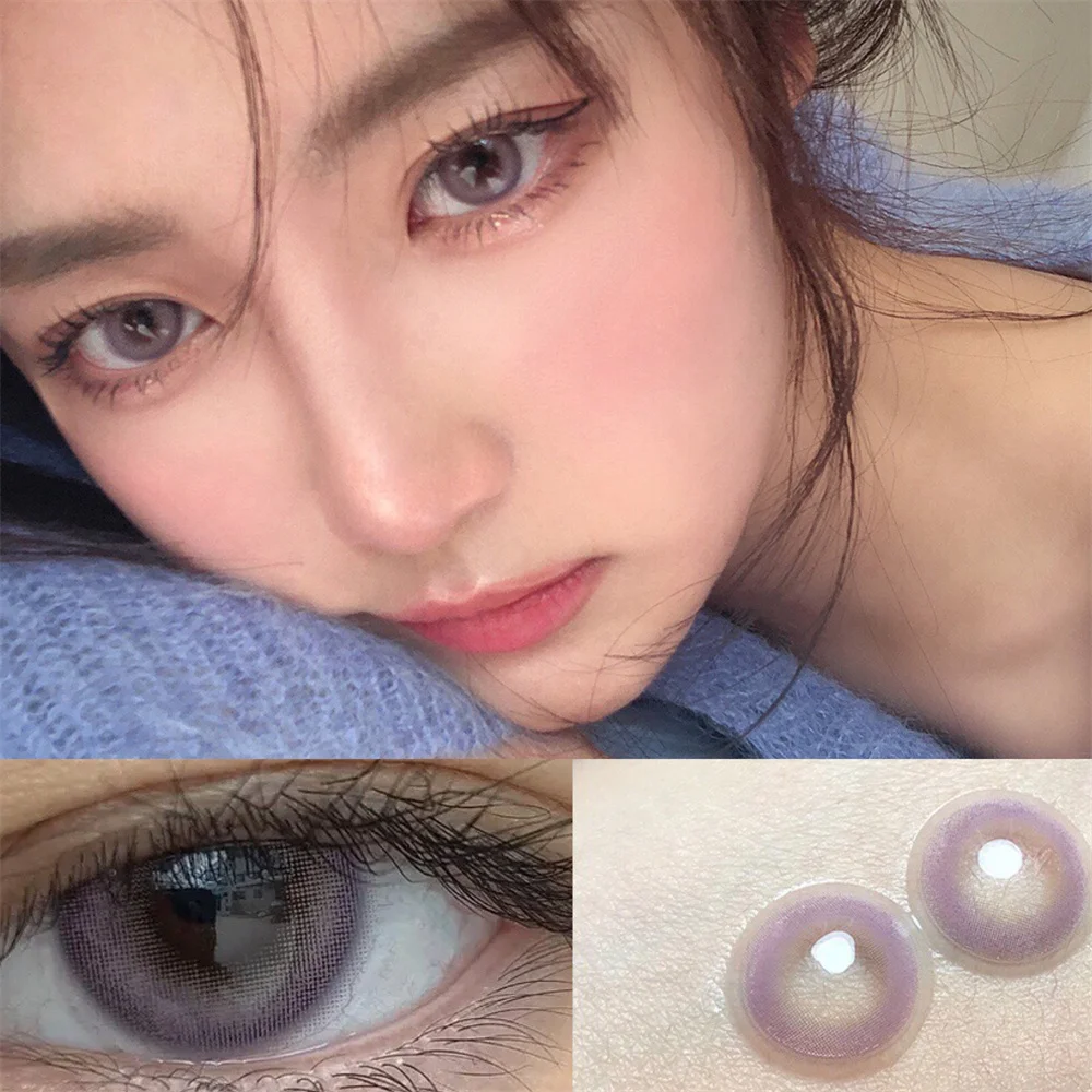 4D синие контактные линзы ежегодные цветные мягкие для глаз близорукости степень