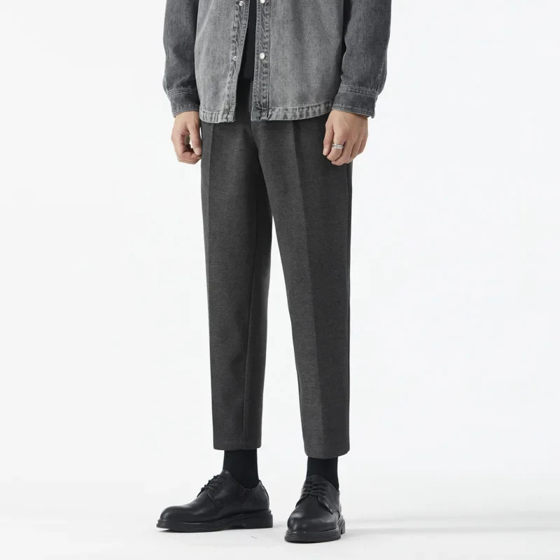 2024 осень/зима толстые мужские шерстяные повседневные прямые брюки модные